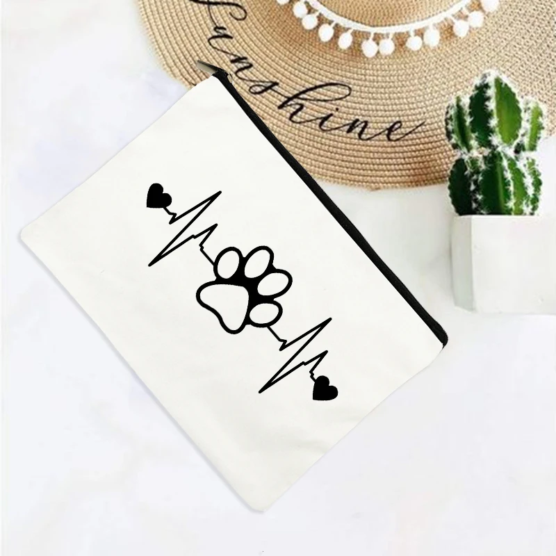 

Lifeline Paw Print Women Cosmetic Bags Beach Holiday Clutch Travel Toiletry Organizer Case Casual Wallet Female Makeup Bag Gifts