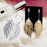 european and american exquisite leaf hanging swing exaggerated fashion earrings to avoid allergy to female earrings and not fade