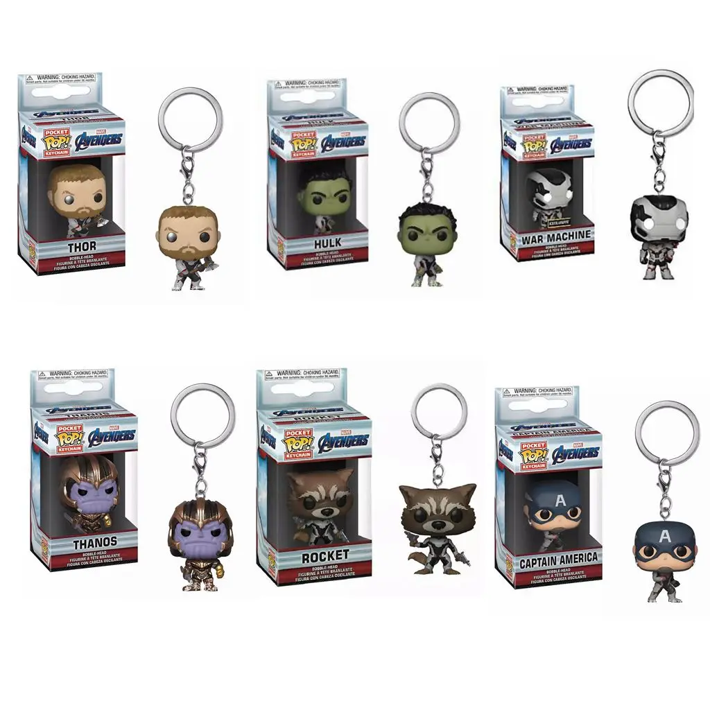 Funko Pop Marvel Мстители, финальная игра, брелок, Капитан Америка, военная машина, Халк Тор танос, ракета, экшн-фигурки, игрушки