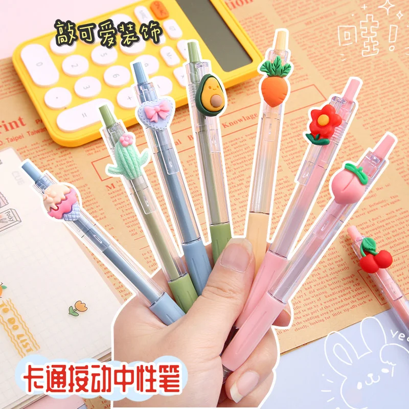 

Creative personality cute resin press gel pen press cartoon student writing tools black signature pen low price wholesale
