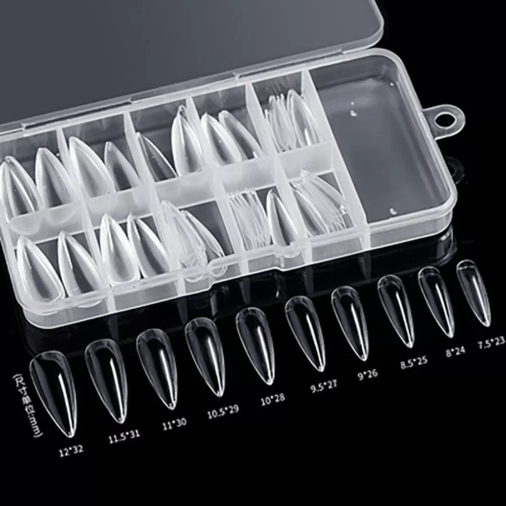 

100pcs Press on Nails Coffin Nail Tips clear Full Cover Fake Nail Artificial Press on Long Ballerina