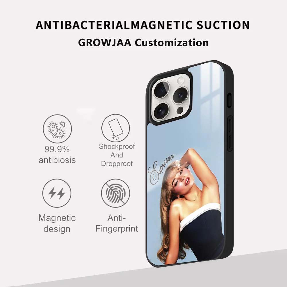 Магнитный чехол для телефона Singer S-Sabrina C-Carpenter iPhone 15 14 13 12 11 Pro Max Plus мини-зеркальный