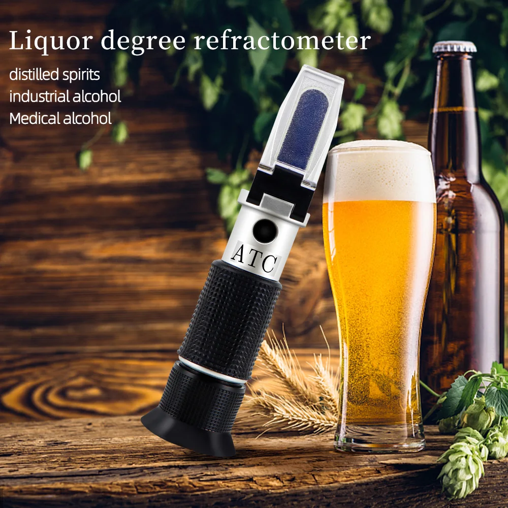 HandHeld Alkohol Refraktometer Schnaps 0-80% Alkohol Gehalt Tester Wein Konzentration Tester Tragbare Alkoholometer mit ATC