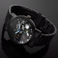xiaomi supplier mens skeleton wrist watchcasual mechanical skeleton antique stainless steel black watchnew2022 flash sale