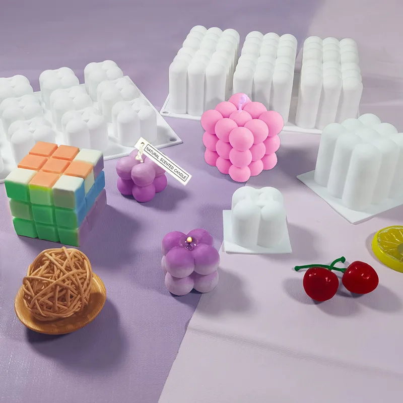 

3D Geometric Cube Silicone Candle Mold DIY Creative Handmade Candle Making Craft Plaster Resin Soap Mold Cake Baking Tool