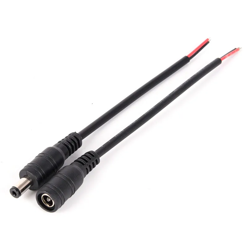 

5Pair/lot Security Copper Wire 12V Male + Female DC Power Socket Jack Plug Connector Cable Wire 5.5*2.1mm