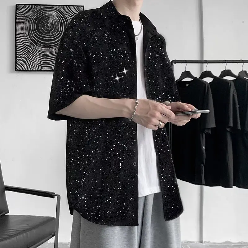 Men's Solid Color Shirts 2022 Summer Fashion Korean Style Men Short Sleeve Shirt Casual Harajuku Oversize Tops Male Clothing E22