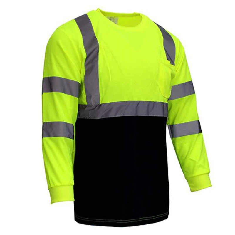 

Men Cycling Motorcycle Reflective Stripe Safety Clothing Male Quick Dry Long Sleeve T-Shirt Outdoor Construction Warning T-Shirt