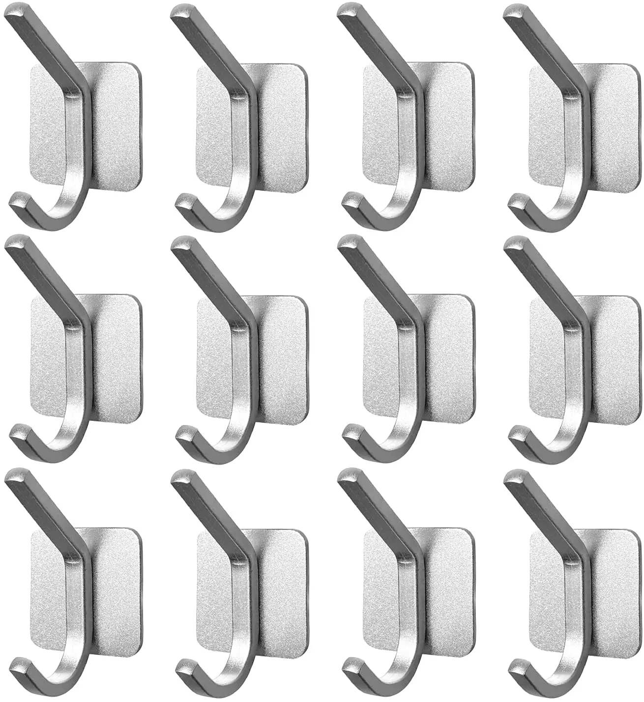 

No Screw Modern Sliver Black Self Adhesive Bathroom Square Towel Hook Coat Hat Door Hook Hanger Bathroom Accessories 12pc