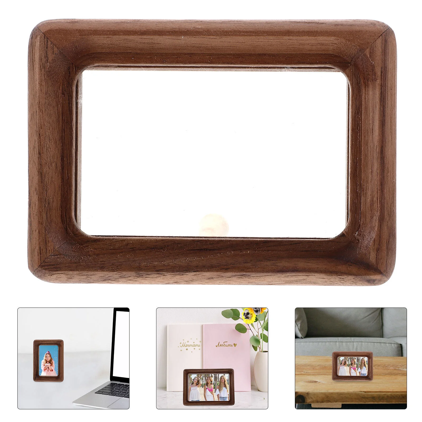 

Display Stand Picture Frame Home Desktop Decor Walnut Sturdy Bedroom Photo Holder Copper Household Child