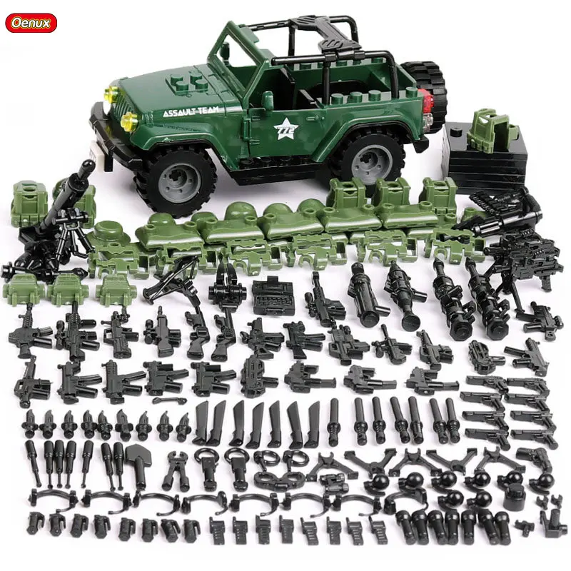 Новые мини-фигурки армейских солдат строительный блок модель автомобиля Jeeped