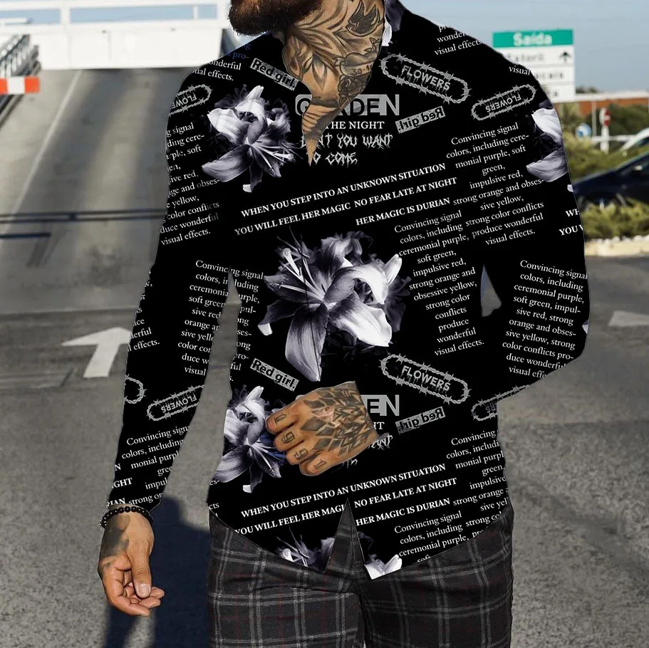 Men Hawaii Shirts Camisa Masculina Chemise Homme Shirts for Men Ropa Hombre Men Shirts Chemises Mens Long Sleeve Print Shirt