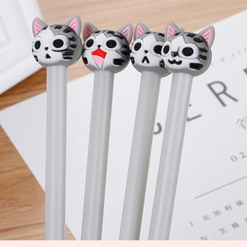 60 Pcs Creative Cartoon  Neutral Pen Cute Silicone Head Student Water-based Office Stationery Black Needle Tube Signature Pen