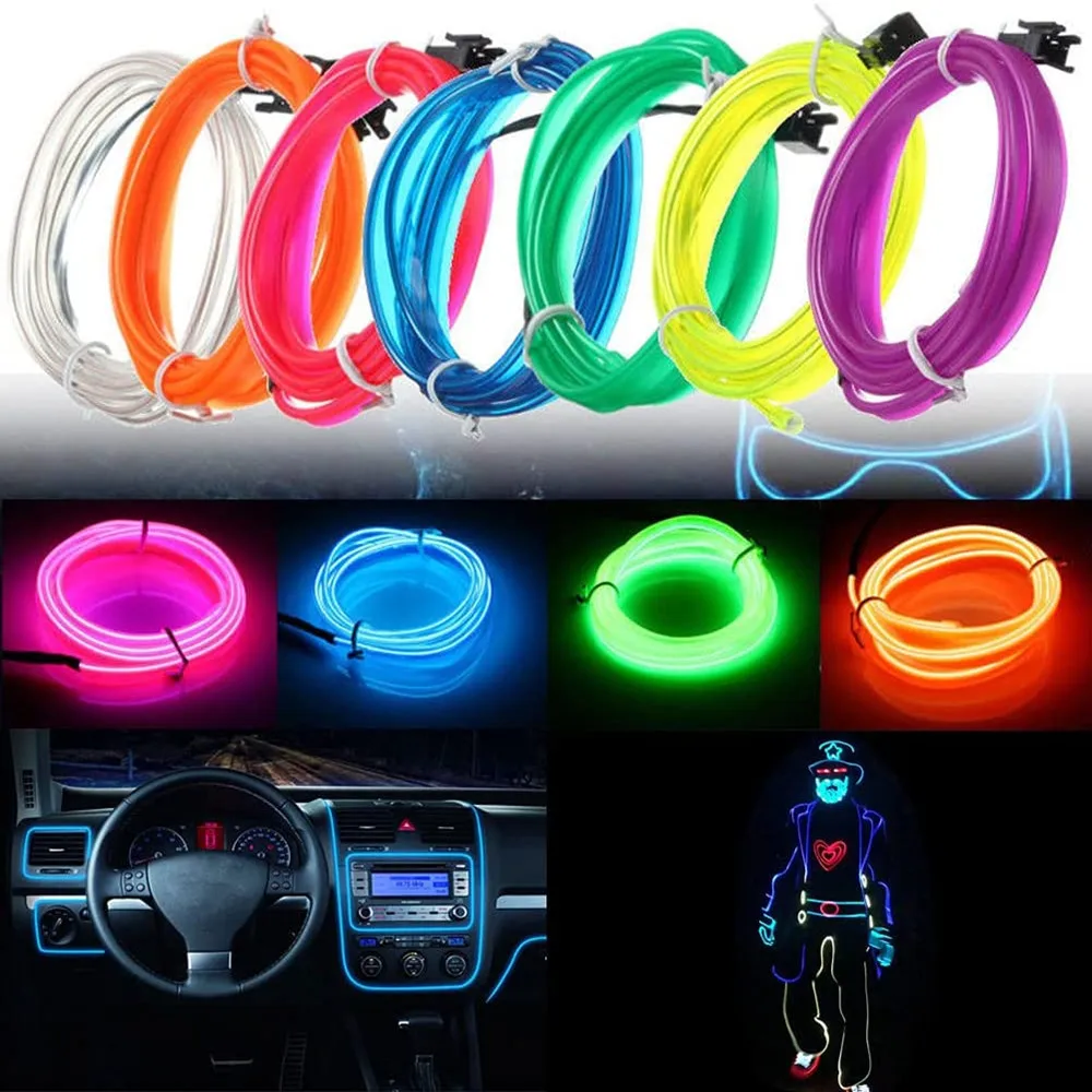 

1M/2M/3M/5M/10M Neon Light Dance Party Decor Light Neon LED lamp Flexible EL Wire Rope Tube Waterproof LED Strip Car Light
