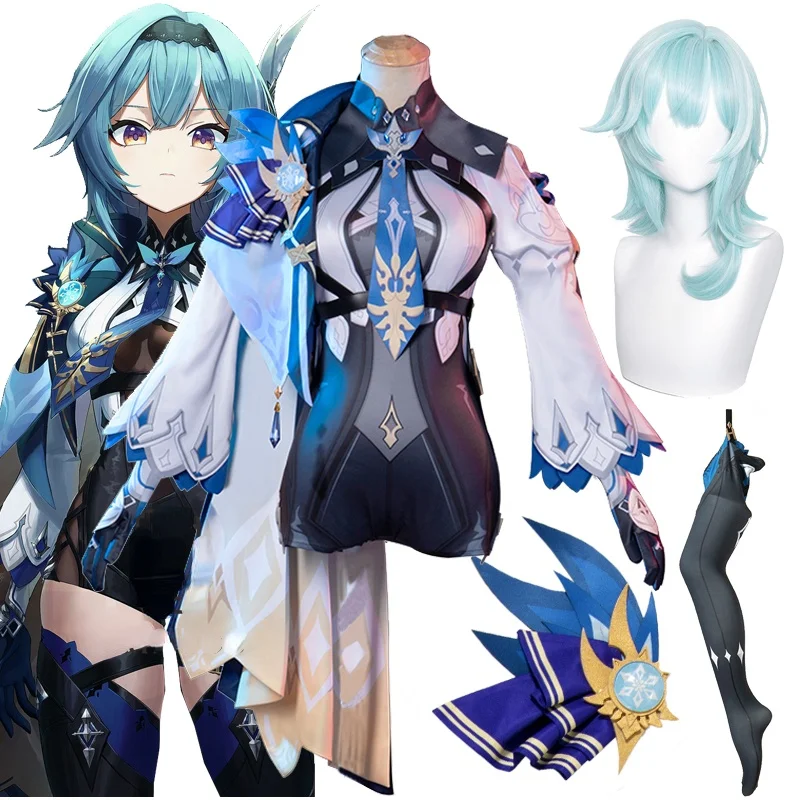 

Костюм для косплея Game Genshin Impact Eula наряды в стиле аниме Сексуальное женское платье костюм на Хэллоуин для карнавала девочки комбинезон унифо...