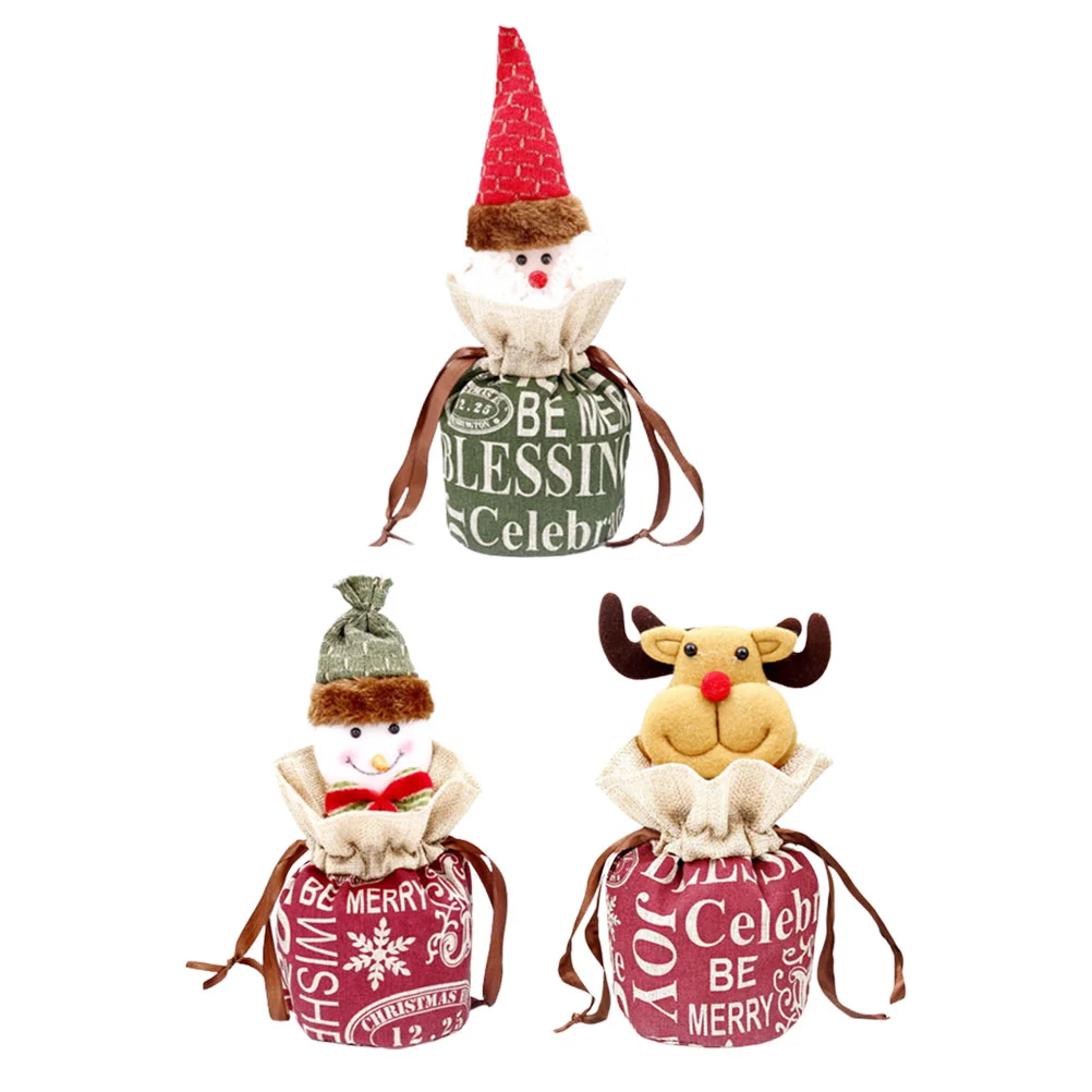 

Christmas Bags Bag Xmas Gift Candy Drawstring Treat Linen Packing Party Small Pouch Apples Goodie Burlap Hanging Packaging Apple