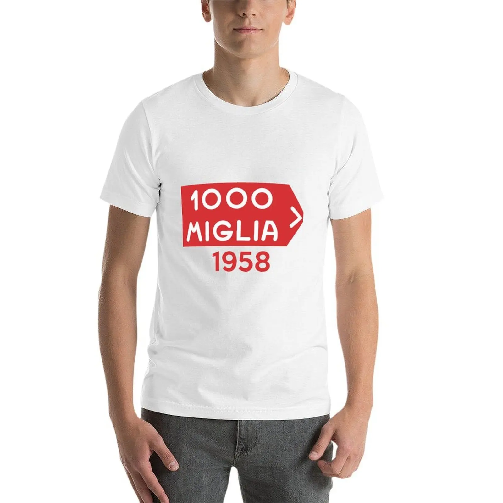 Фото Футболка Mille Miglia (1000) 1958 года, мужская футболка с принтами, хлопковая футболка из 100% черного хлопка, однотонная мужская упаковка, футболка №4