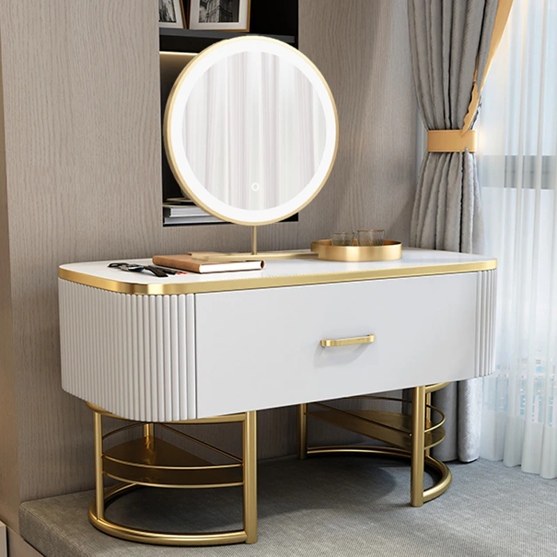 

Wood Luxury Dressing Table Vanity Princesd Bedroom Lacquer Simple Dressing Table Modern Storage Schminktisch Makeup Furniture HY