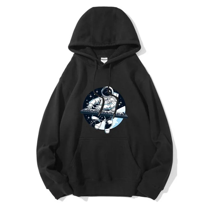 

Men Hoodie high quality Cotton Blend Funny astronaut playing guitar print cool Hoodies Sweatshirt Quality Pullovers male tops