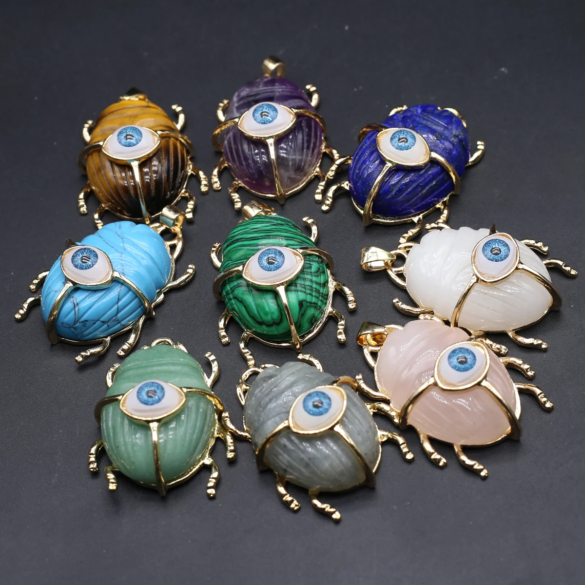 

Natural Stone Pendants Cute Eye of Evil Amethyst Opal for Jewelry Making Diy Women Necklaces Earring Accessories