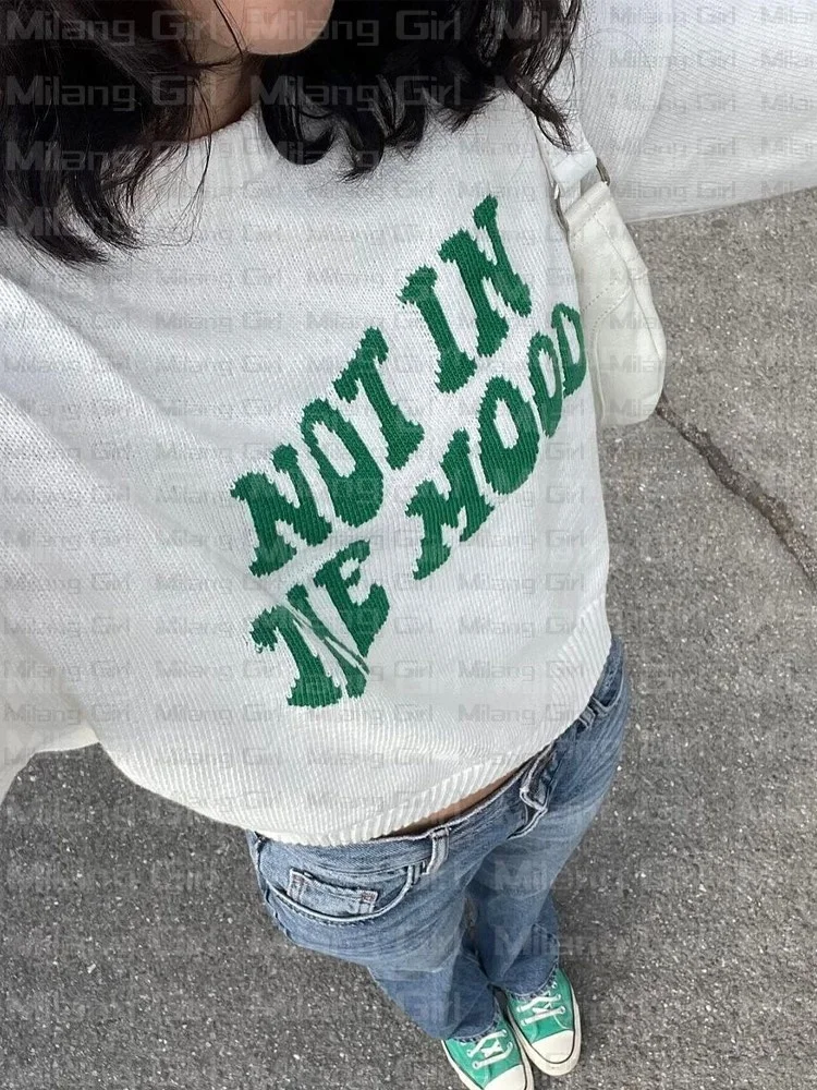 

Fashion Simple letter Y2K Sweater Tops Women White Loose unisex Pullover Knitted Sweater Harajuku Jumper 2022 winter Clothes