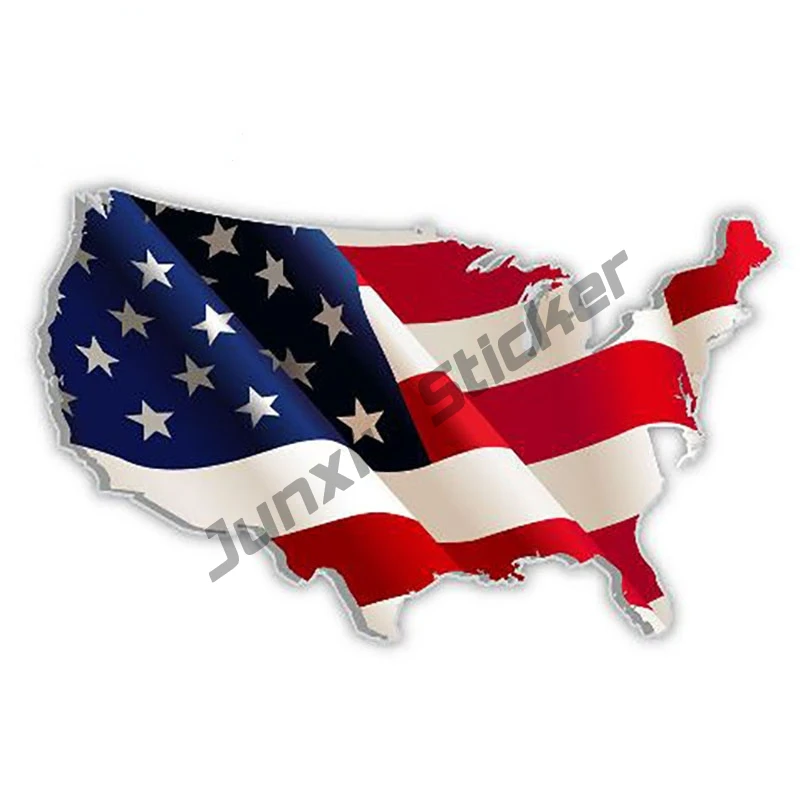 

USA United States of America American US Map Flag Car Sticker Waterproof for Truck Boat Decal Laptop SUV Fine Decor PVC13x8cm