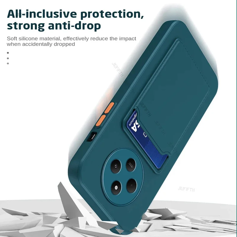 Роскошный силиконовый чехол для Xiaomi Redmi 14C 4G держатель карт телефона Xiomi Redmy Readmi 14 C