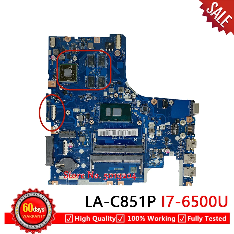 

For Lenovo Ideapad 500-15ISK Laptop Motherboard AIWZ2/AIWZ3 LA-C851P With CPU I7-6500U 5B20K34591 Mainboard