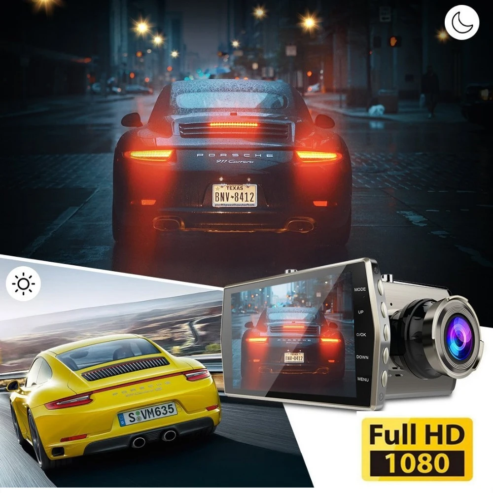 Автомобильный видеорегистратор Full HD 1080P заднего вида 24-часовой парковочный
