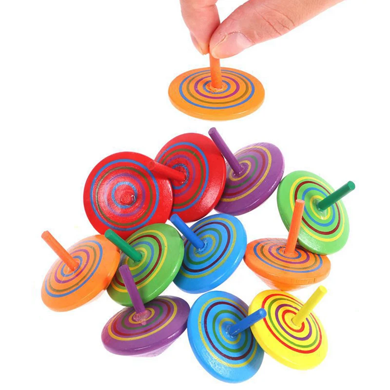 

6pcs Wooden Gyroscope Top Toy Gift Kids Birthday Party Favor Guests Souvenir kindergarten Small Prize Giveaway Gift Child Pinata