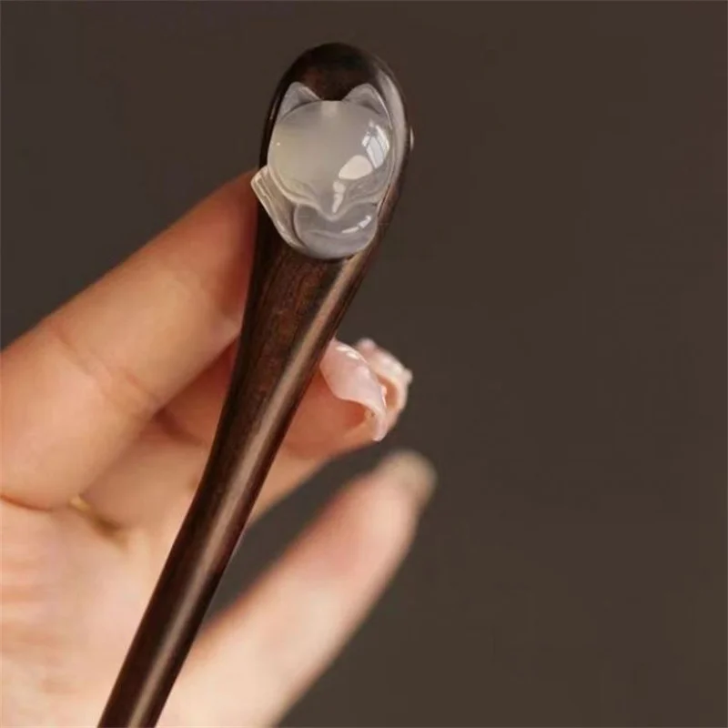 Деревянная заколка для волос с изображением милой маленькой лисы Новая