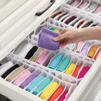 2022underwear storage box womens socks wardrobe drawer bra panties thickened compartment storage box mesh plaid