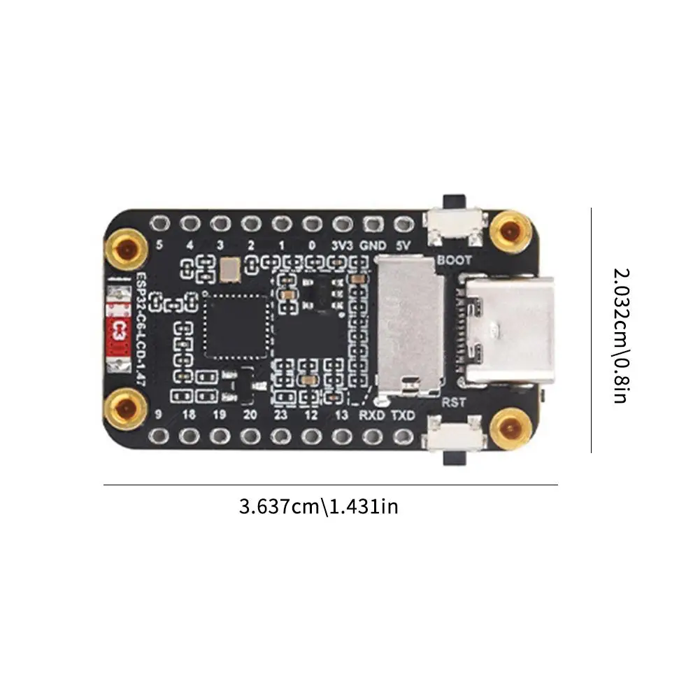 Для ESP32-C6 1 47-дюймовый ЖК-экран макетной платы цвет 262K с поддержкой RGB WiFi6 и Bluetooth 5