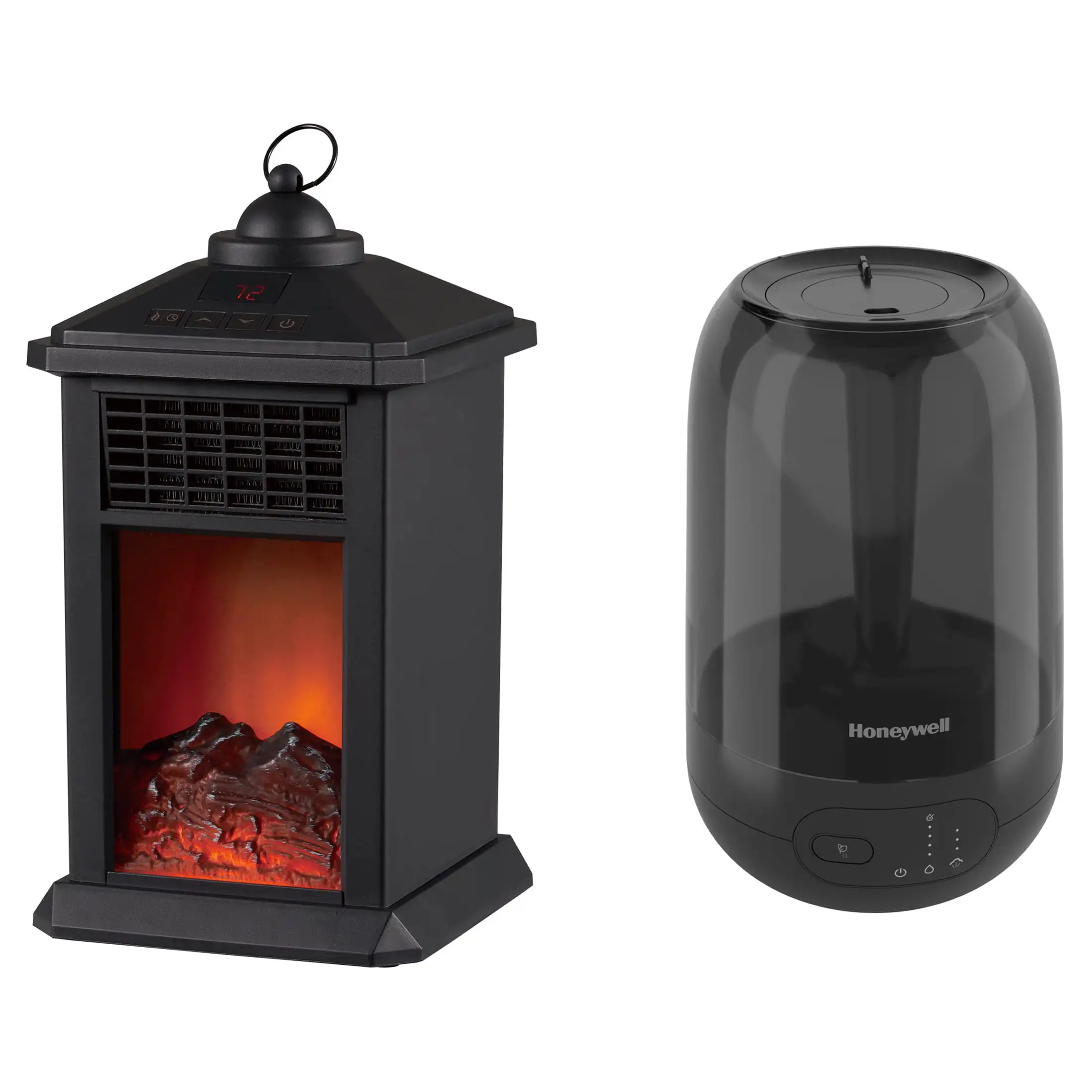 WEWARM Electric Ceramic Desktop Lantern Fireplace and  Ultra Plus Cool Mist Humidifier for Large Rooms, HUL565B, Black