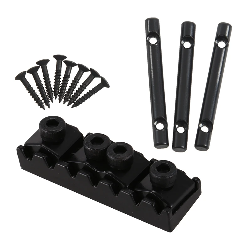 

4X Guitar String Tree Guides String Retainer Bar Black & 1X 7 String Locking Nut Electric Guitar Nut Tremolo Bridge