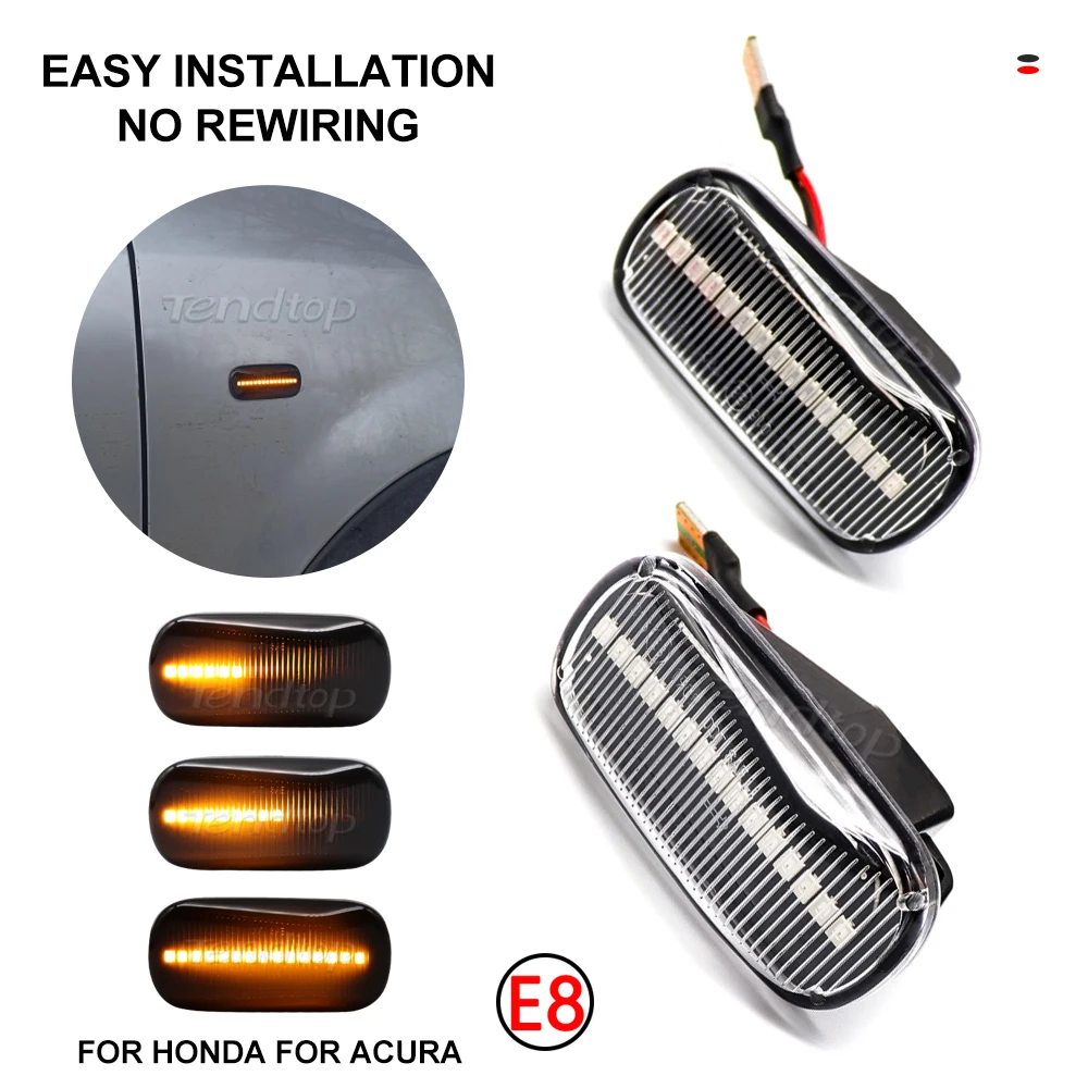 

For Honda CRV Accord Civic Jazz Stream Integra DC5 City Odyssey Acura RSX NSX LED Dynamic Turn Signal Flowing Water Side Marker