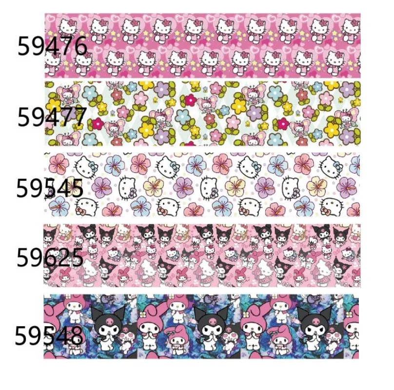 5 ярдов корсажная лента Hello Kitty Kuromi с цветочным принтом банты для волос подарки