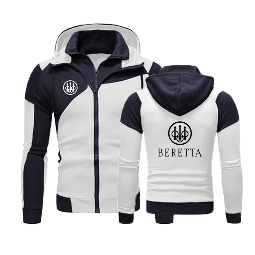 

Beretta Firearms Printed Men's Spring Autumn Fashionable High Quality Casual Diagonal Zipper Up Sweatshirts Hoodies Clothing Top