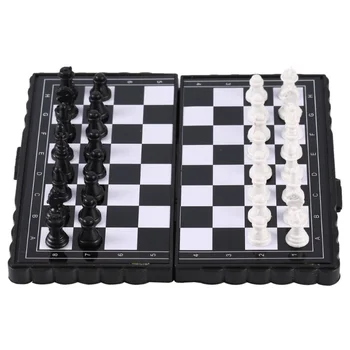 1set Mini International Chess Folding Magnetic Plastic Chessboard Board Game Portable Kid Toy Portable 4