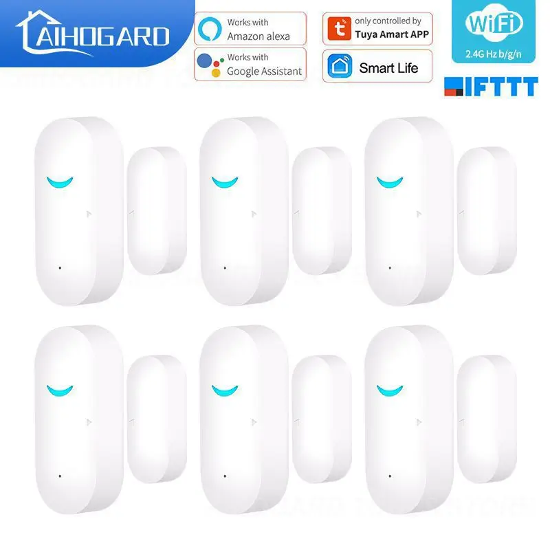 

Wireless Wifi Door Sensor Automation Tuya Smart Curtain Open / Closed Detectors Wifi Works For Google Window Alarm Sensors