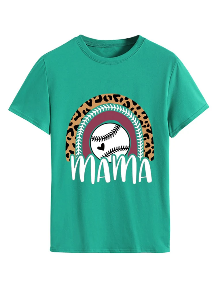 Женская хлопковая футболка с леопардовым принтом круглым вырезом