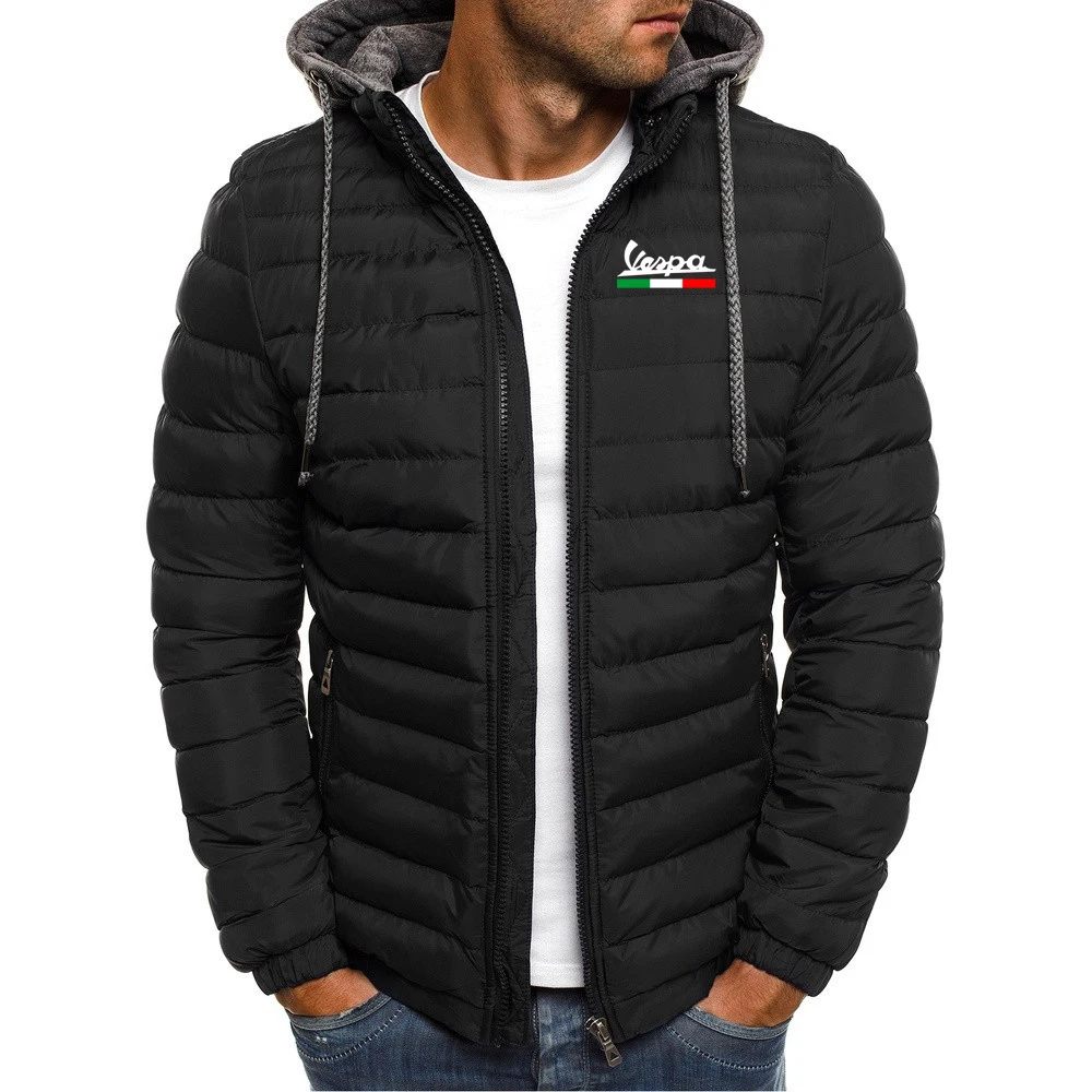 

2023 New Men's Vespa Printing Fashion Winter Warm Thicken Comfortable Casual Hip Hop Harajuku Solid Hoodies Zipper Jackets Coat