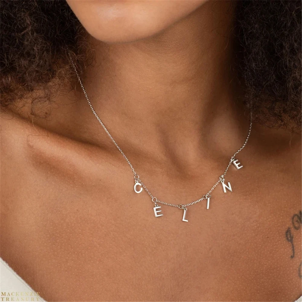 

Cute Women Multiple Name Letter Necklace Minimalist Nameplate Pendant Necklaces Personalized Gifts for Mom Wife