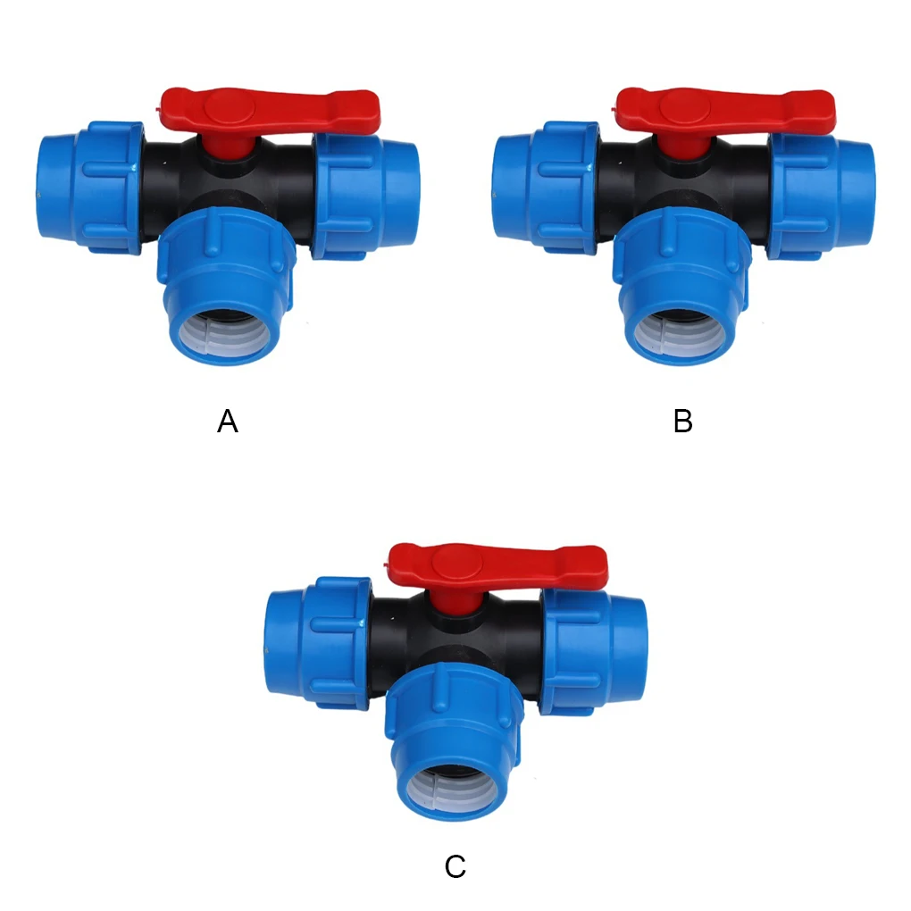 

PE Three-way Ball Valve Portable Detachable Outside Park Garden Greenhouse Water Hose Connector Adapter Accessories