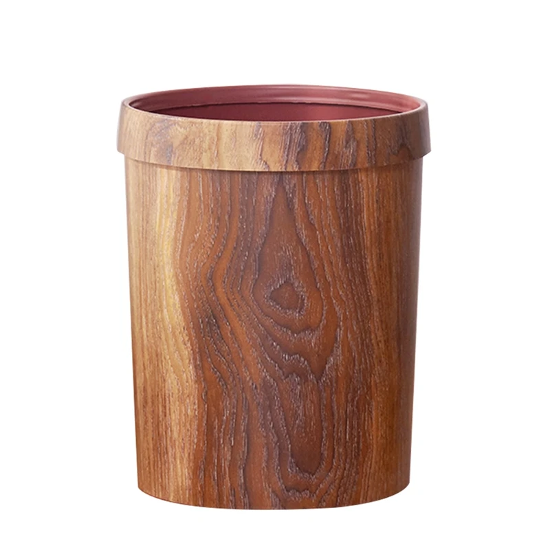 

Retro Creative Wood Grain Trash Can Household Living Room Kitchen Trash Can
