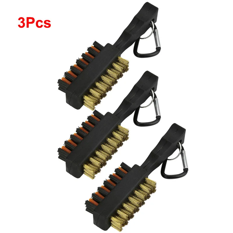 

1/2/3Pcs Golf Club Brush Groove Cleaner Dual Sided Cleaning Tools, Portable Metal Lightweight Nylon Brushes for Golf Balls Shoes