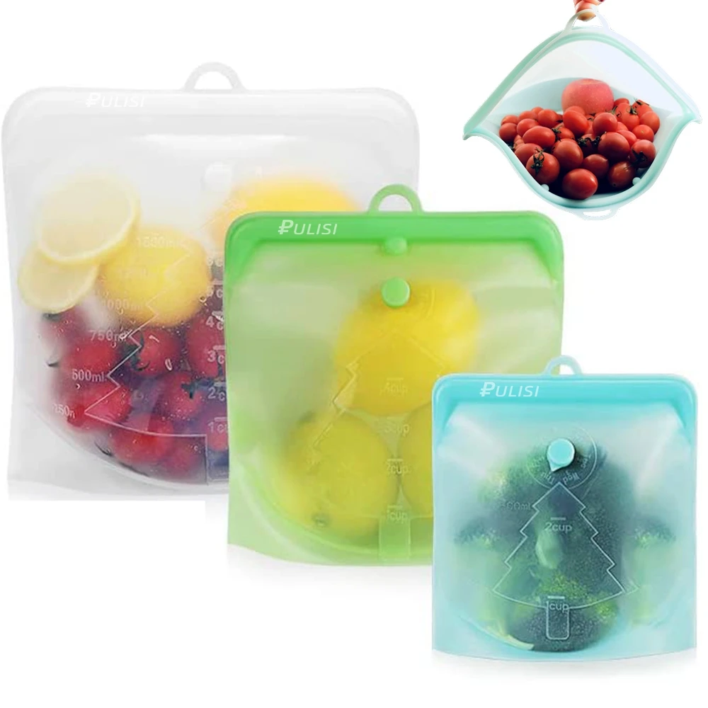 3 упаковки многоразовые силиконовые пакеты для хранения продуктов