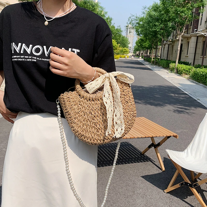 

Fashion Ladies Shoulder Bags Large Capacity Handbags Boho Designer Hand Woven Shopping Bags 2022 Summer Women's Bags Straw Bag