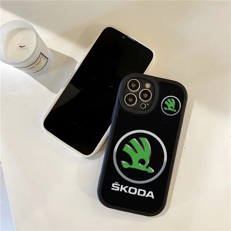 

Super Car Design-Skoda Phone Case Lambskin For Apple Iphone 14 Pro Max11 13 12 Mini X Xr Xs 7 8 Puls Se Silicone Back Cover