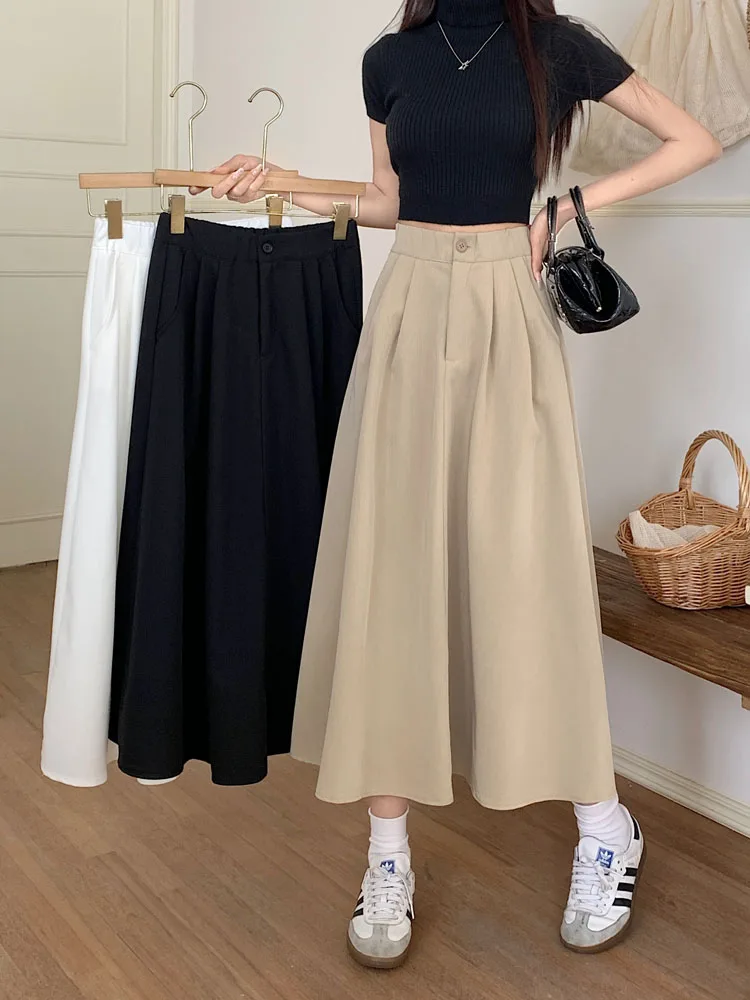 Женская длинная Плиссированная юбка SML белая Повседневная трапециевидная до